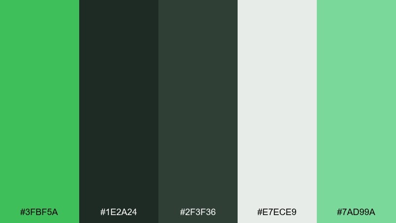 electric fern tech fern green color palette with hex codes
