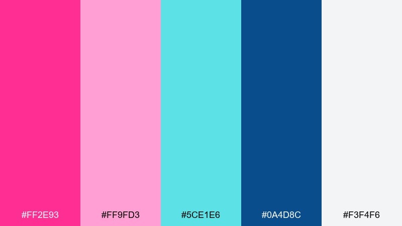 electric fuchsia glacier color palette with hex codes
