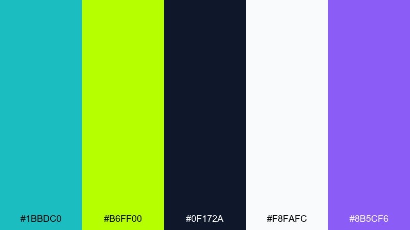 electric garden mix turquoise lime green color palette with hex codes