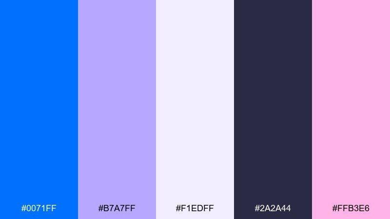 electric lavender glow electric blue color palette with hex codes