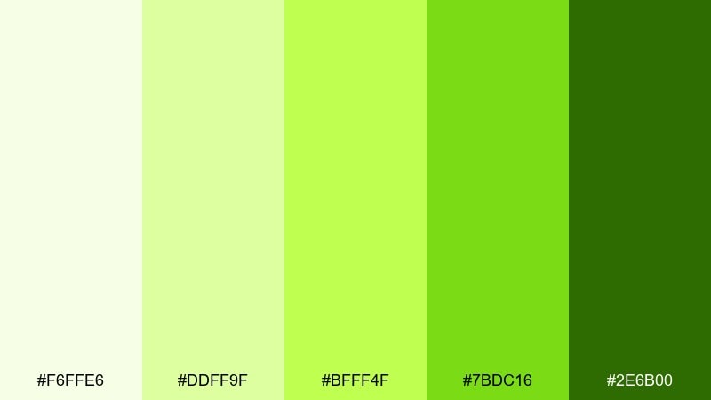 electric lime monochromatic color palette with hex codes