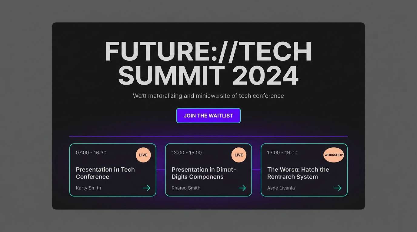 landing page with purple teal