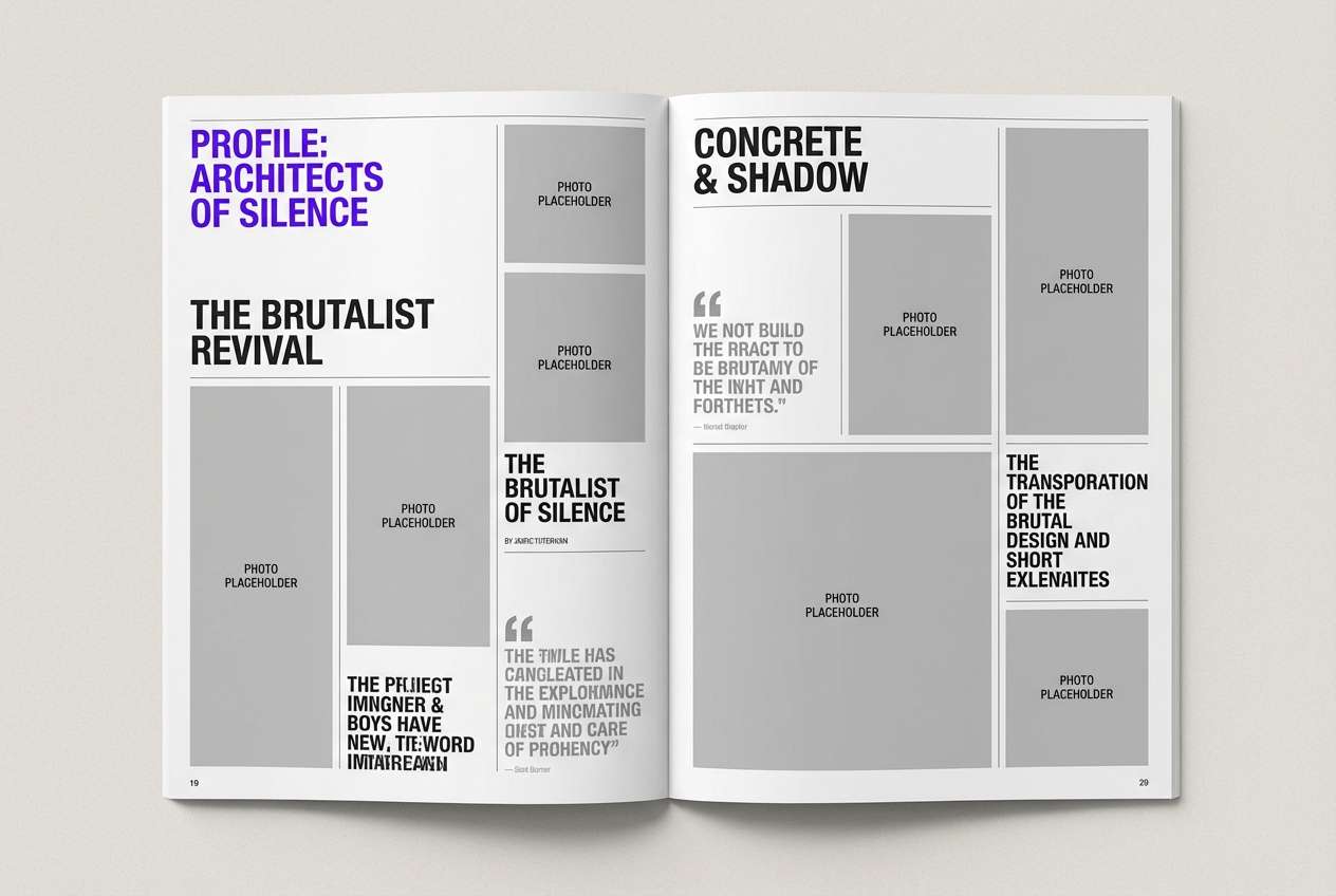 editorial layout with purple accent