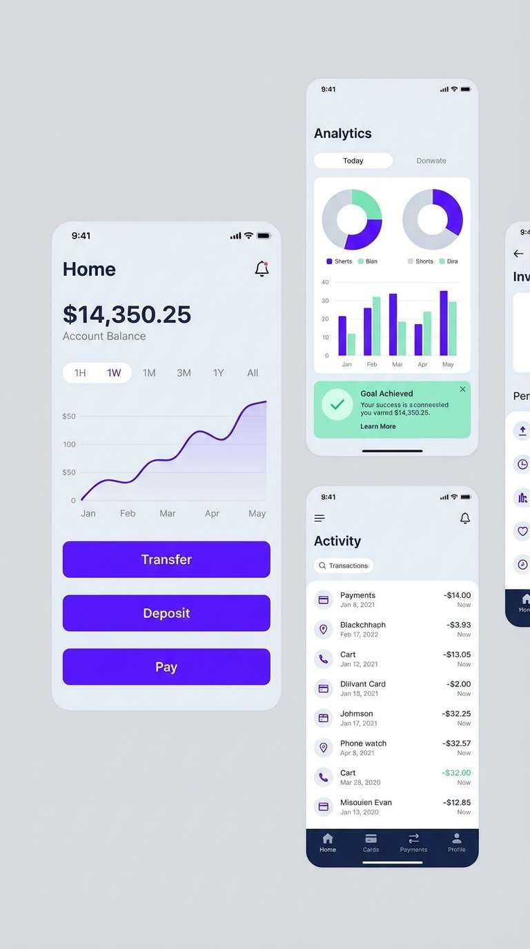 fintech ui in frosted violet