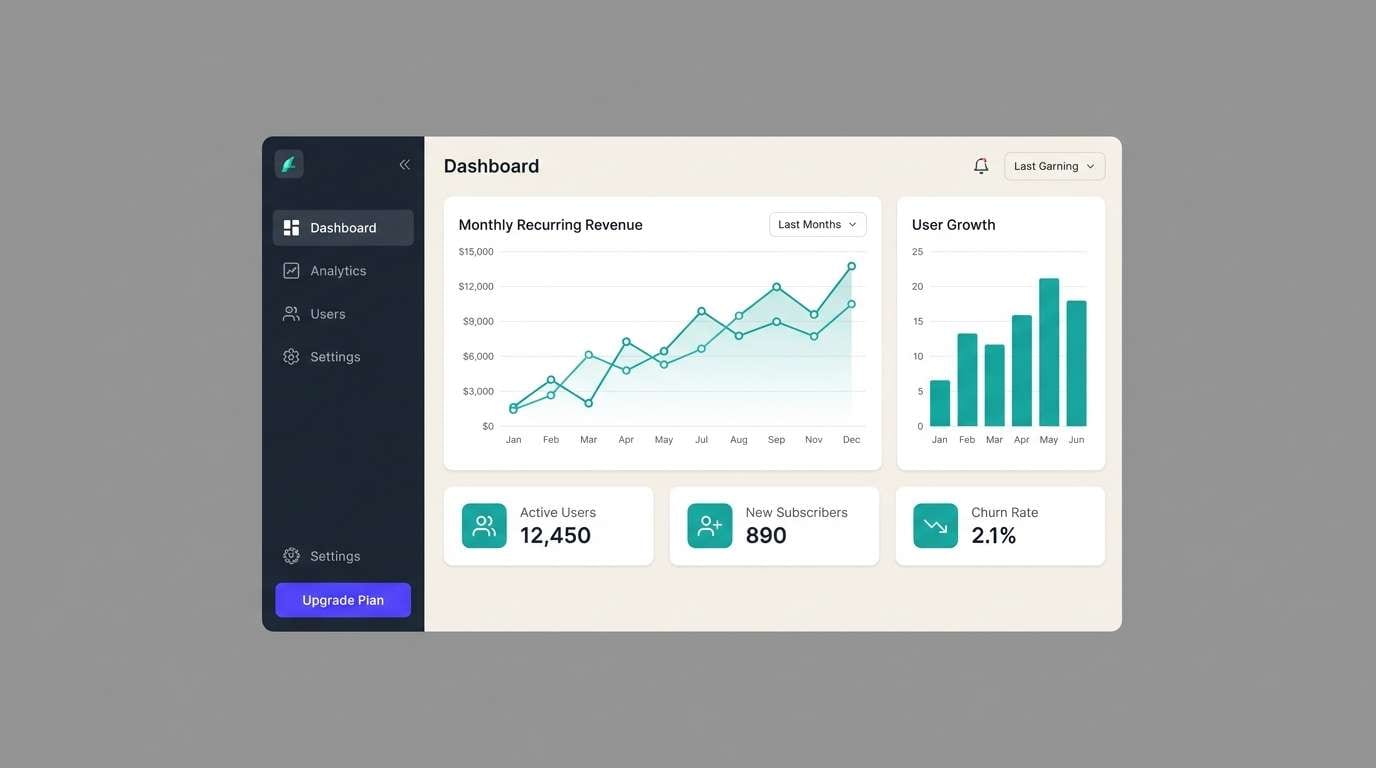 dashboard ui with purple accents