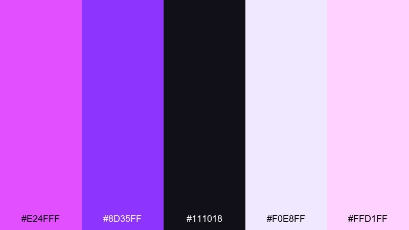 electric studio heliotrope color palette with hex codes