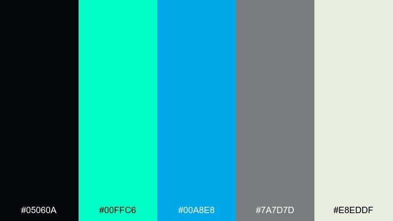 electric teal night cyberpunk color palette with hex codes