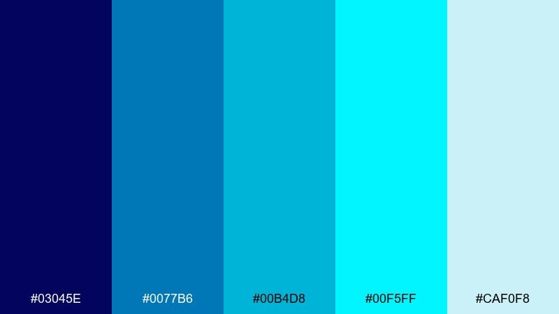 electric tidal blue cyan color palette with hex codes