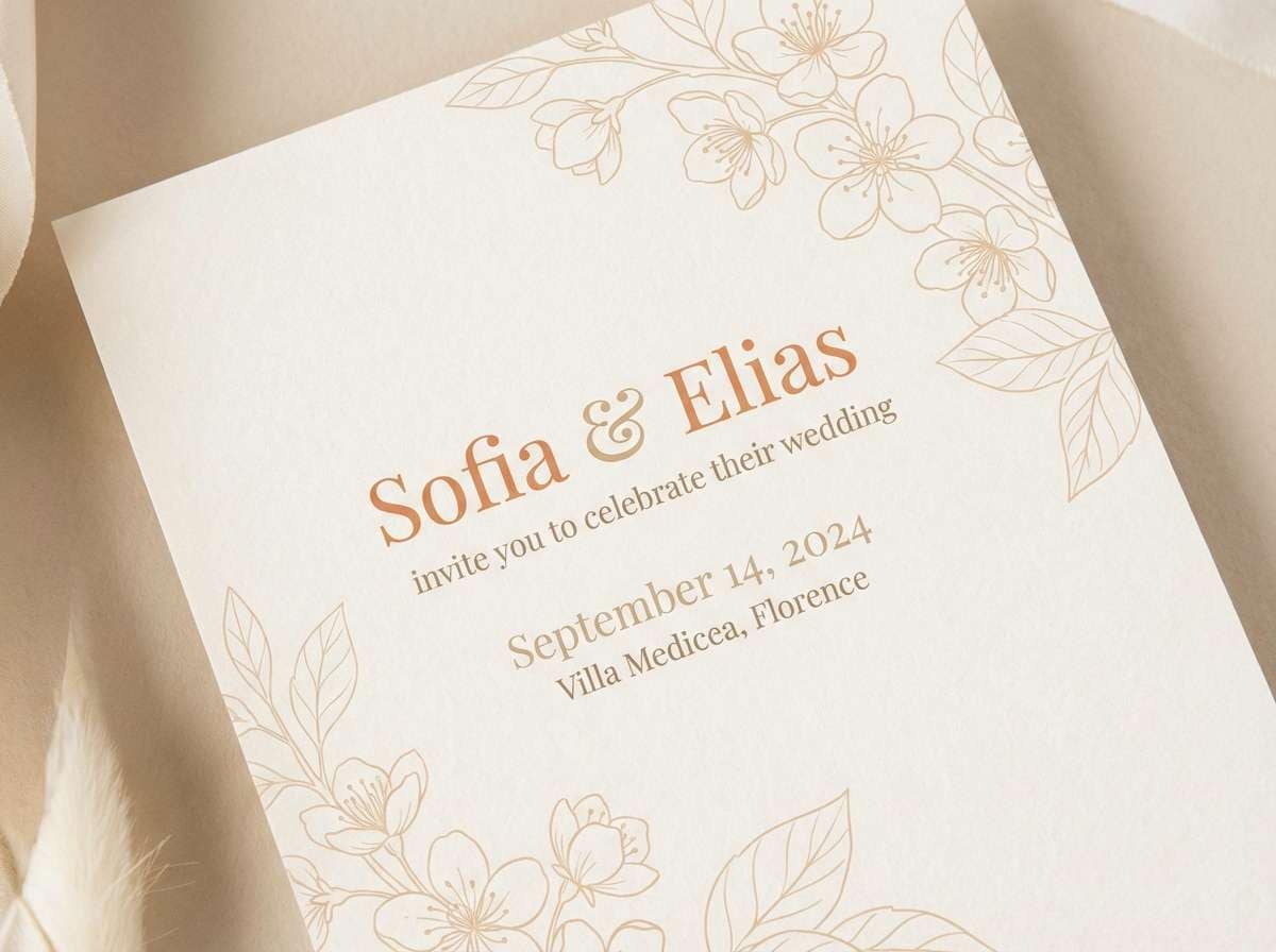 apricot wedding invitation design