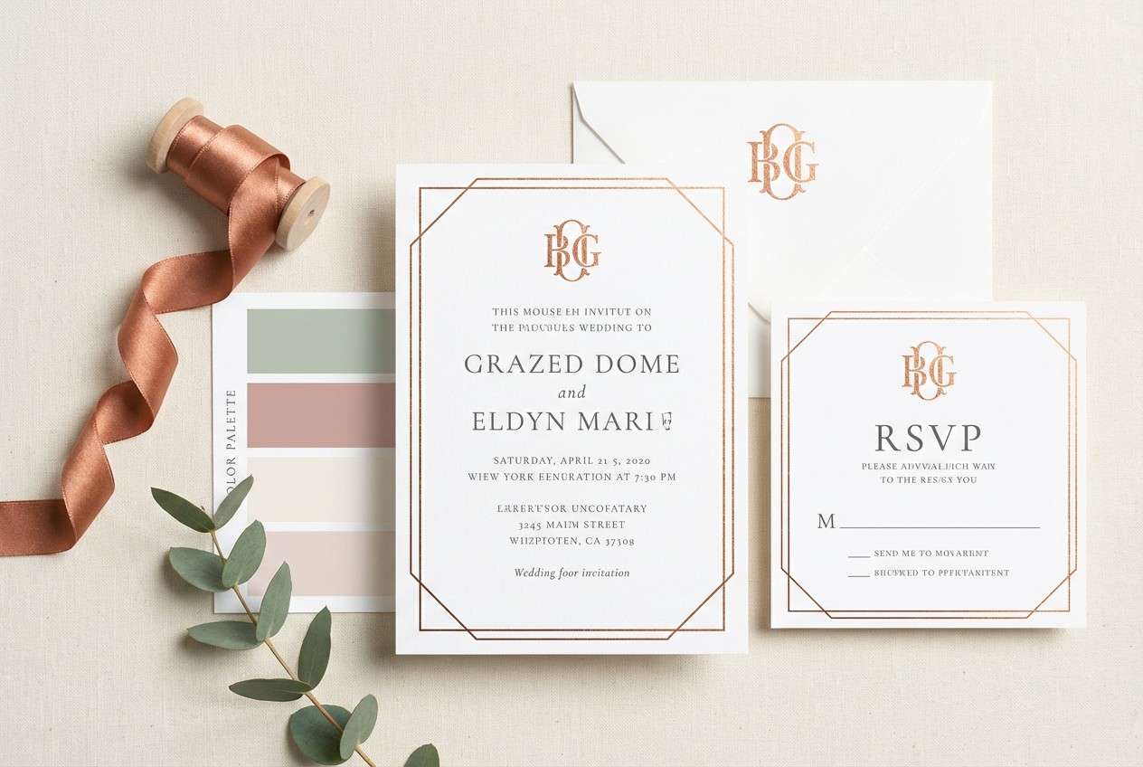 copper foil invitation suite