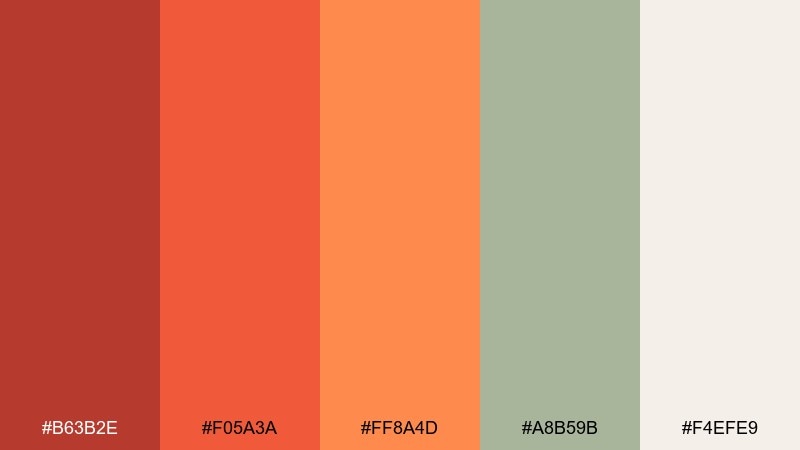 ember and sage red orange color palette with hex codes