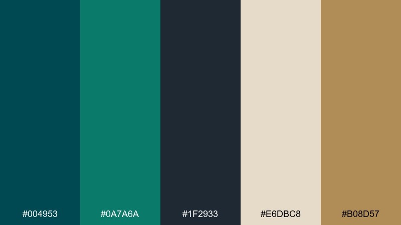 emerald after dark midnight green color palette with hex codes