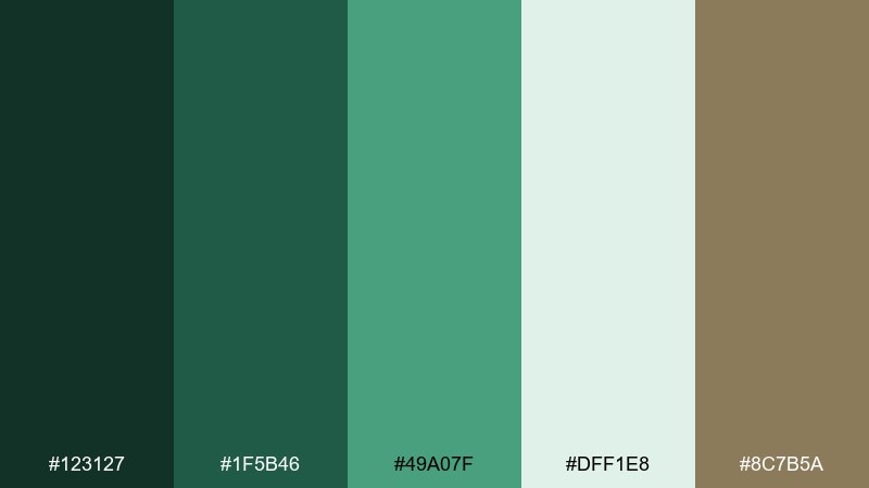 emerald brook fairy forest color palette with hex codes