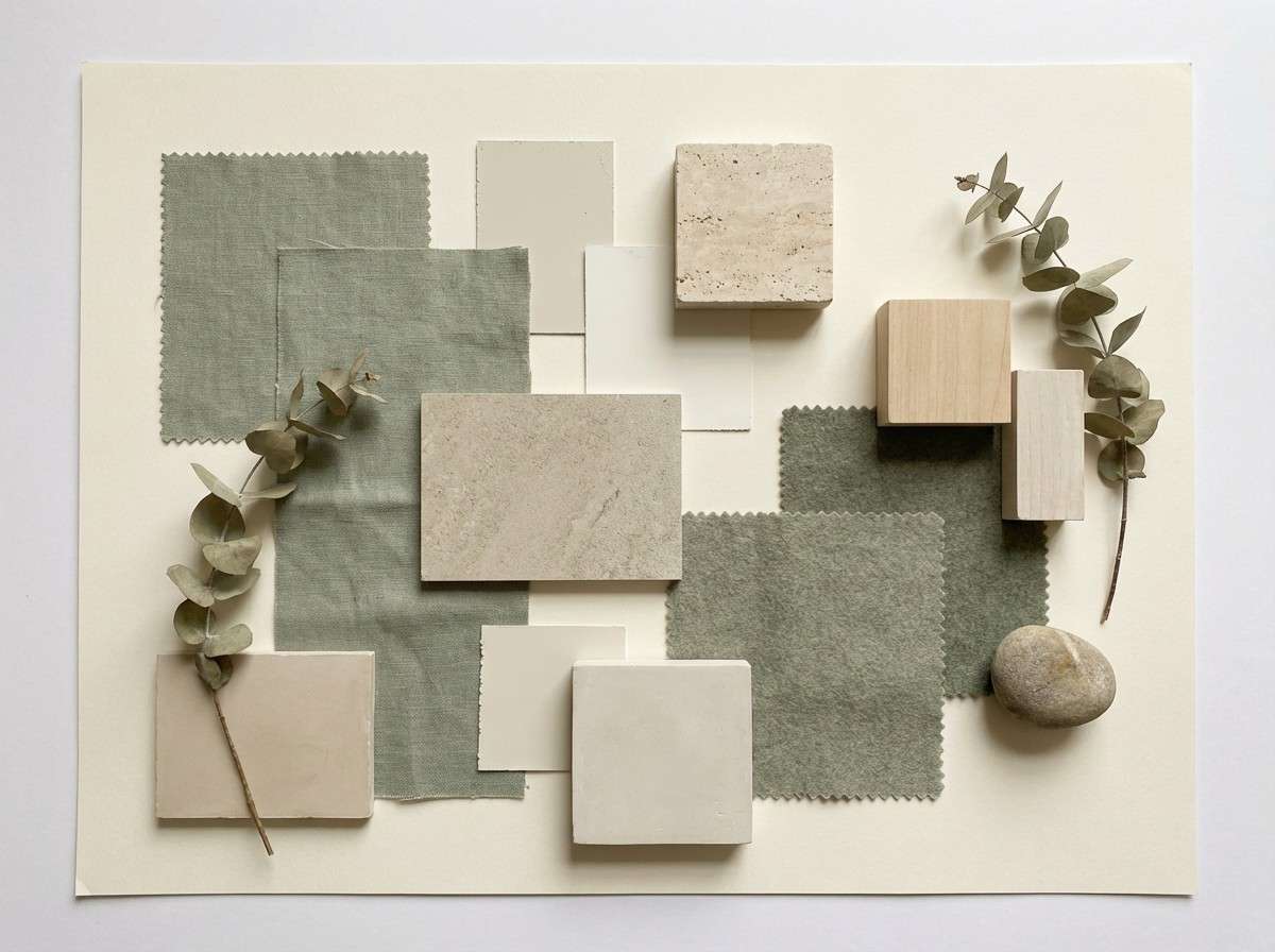 spa mood board greens