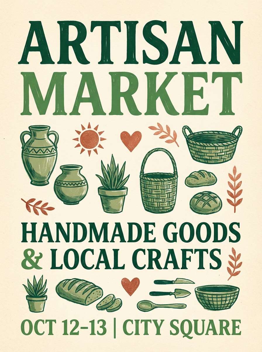 artisan market poster green