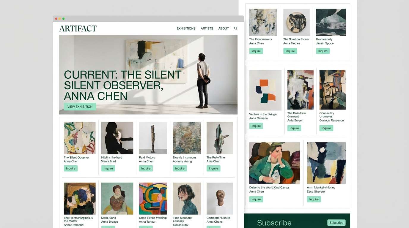 minimal gallery website ui