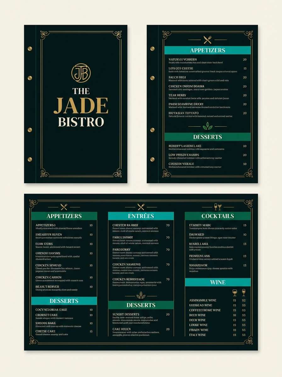 emerald restaurant menu design