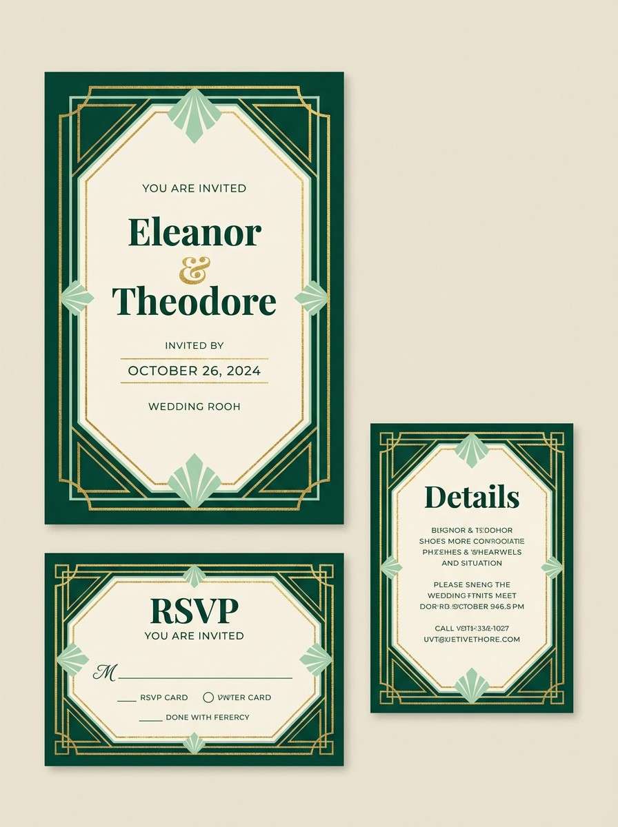art deco wedding invitation
