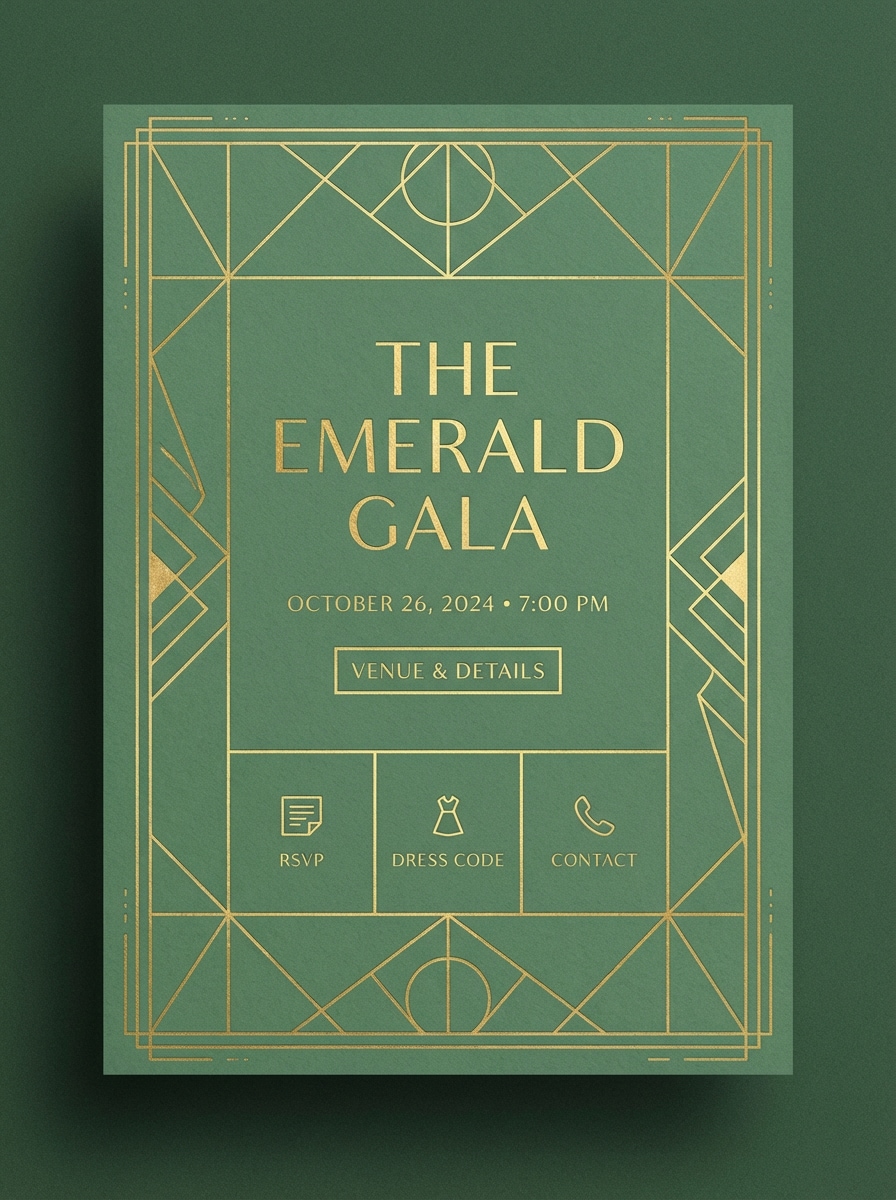 emerald green palette event flyer