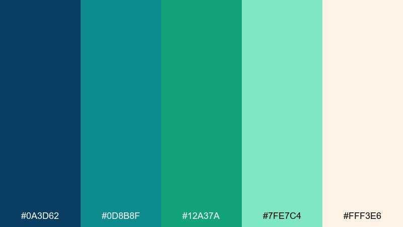 emerald harbor color palette with hex codes