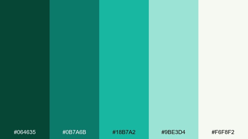 emerald tide branding teal blue green color palette with hex codes