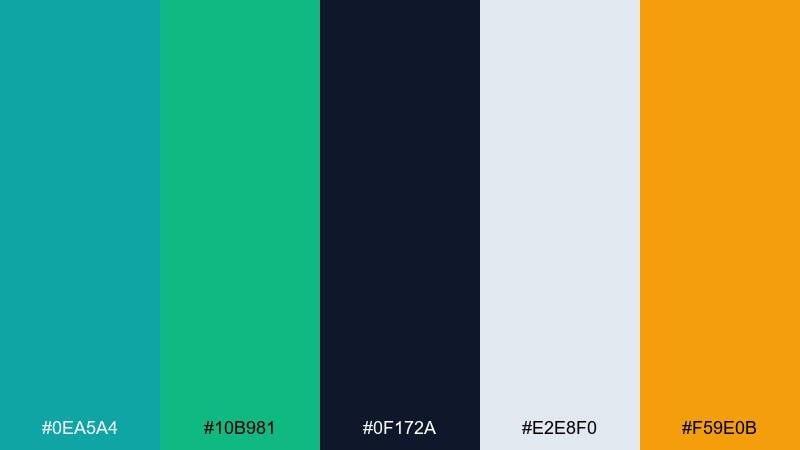emerald turquoise grid infographic color palette with hex codes