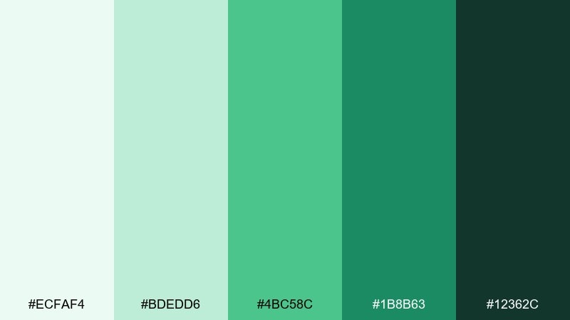 emerald veil waterfall color palette with hex codes