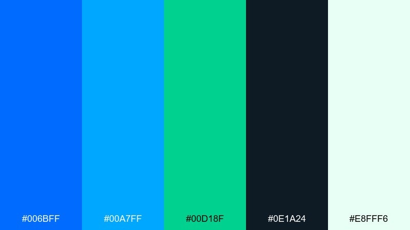 emerald voltage electric blue color palette with hex codes