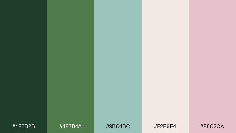 enchanted fern fairy garden color palette with hex codes