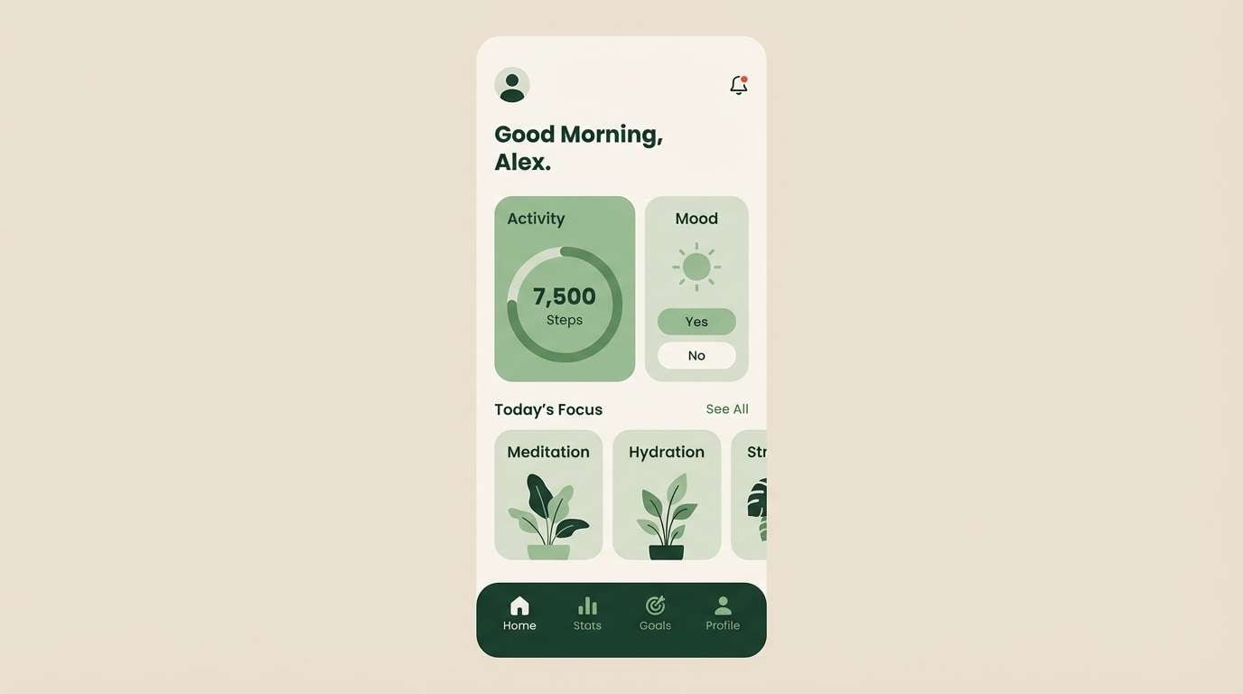 wellness ui in fern tones