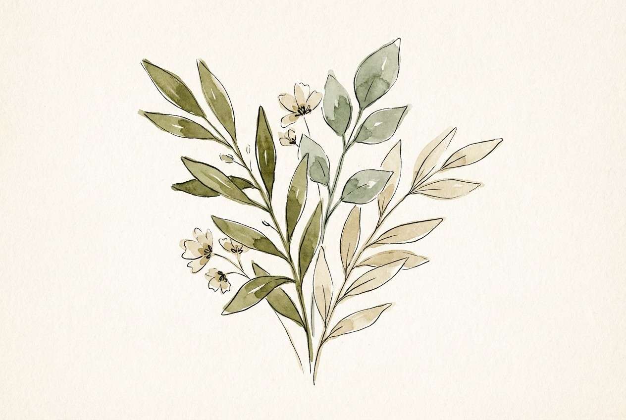 herbarium watercolor leaves