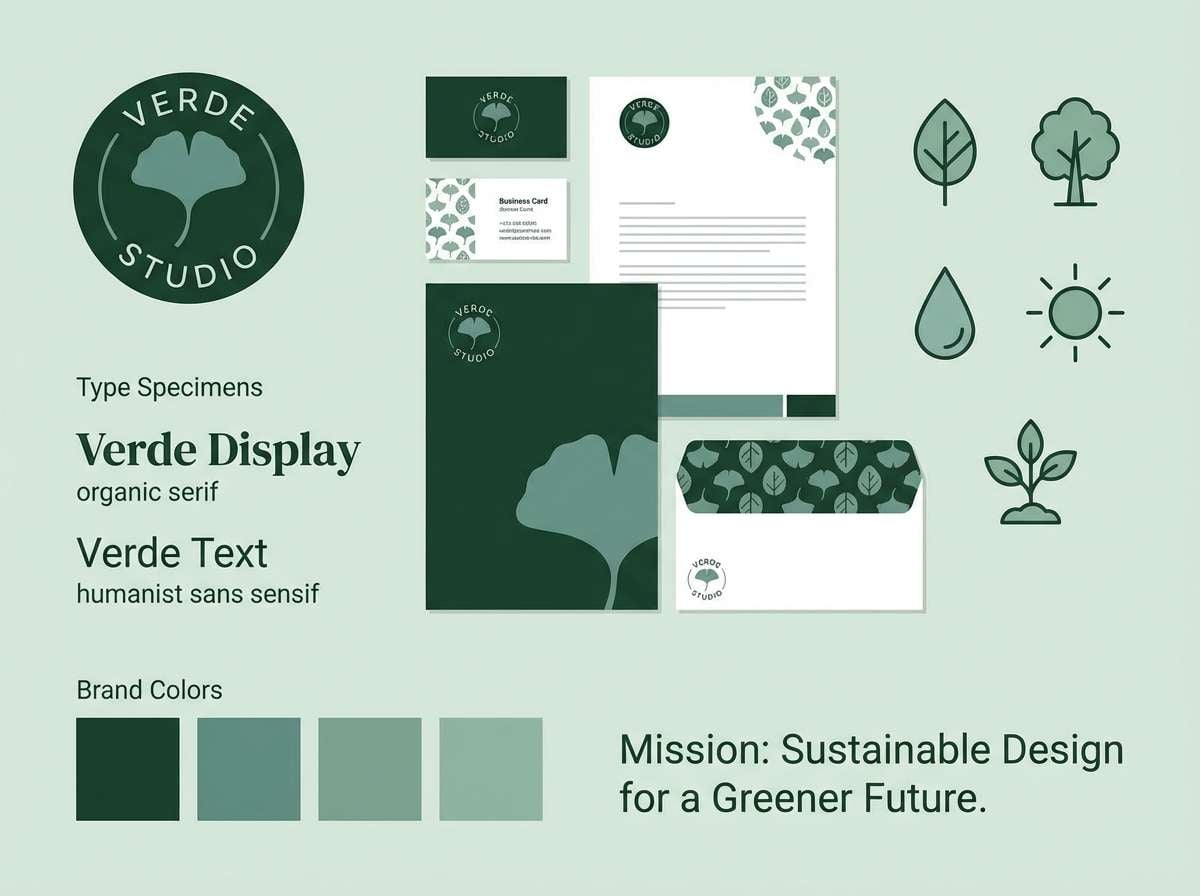 green brand identity board