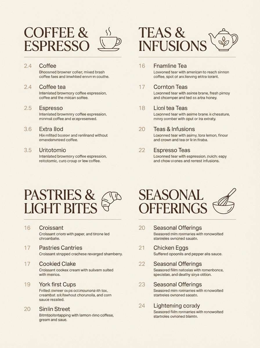 earthy cafe menu