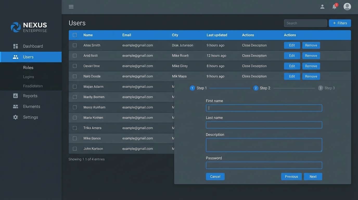 enterprise admin panel ui