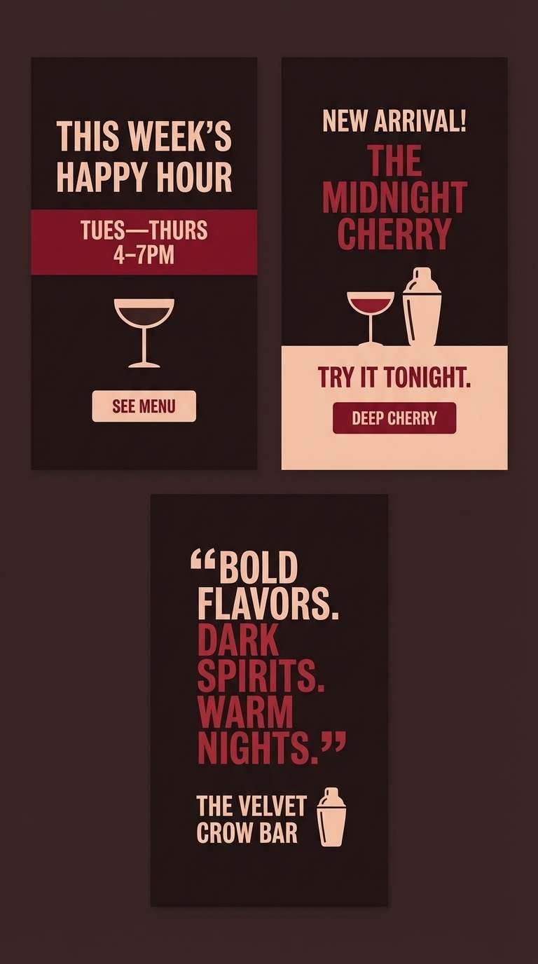 cocktail stories in espresso cherry tones