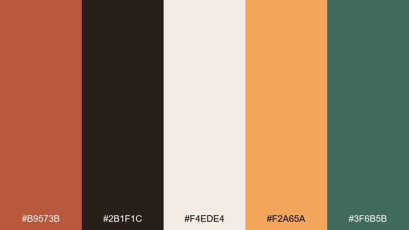 espresso citrus brand burnt sienna color palette with hex codes