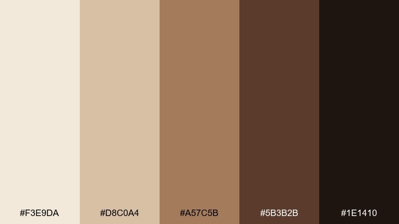 espresso cream home office color palette with hex codes