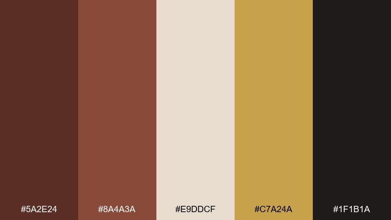 espresso gold luxe chestnut color palette with hex codes