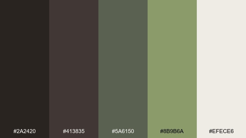 espresso olive dark gray color palette with hex codes