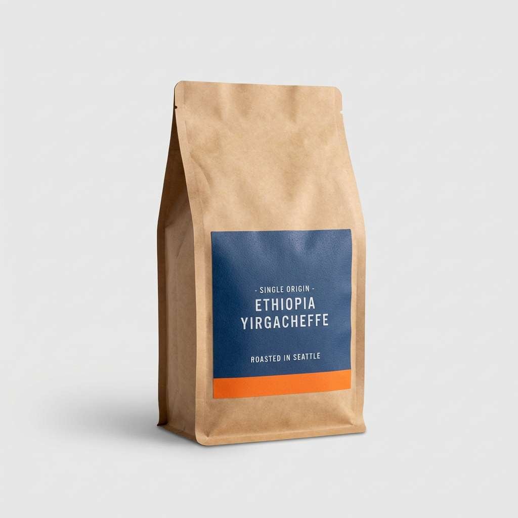 coffee bag with orange stripe