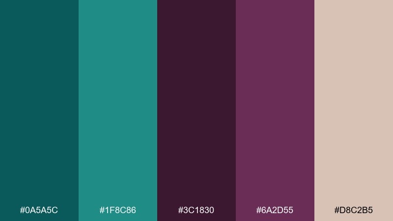 espresso plum teal plum color palette with hex codes