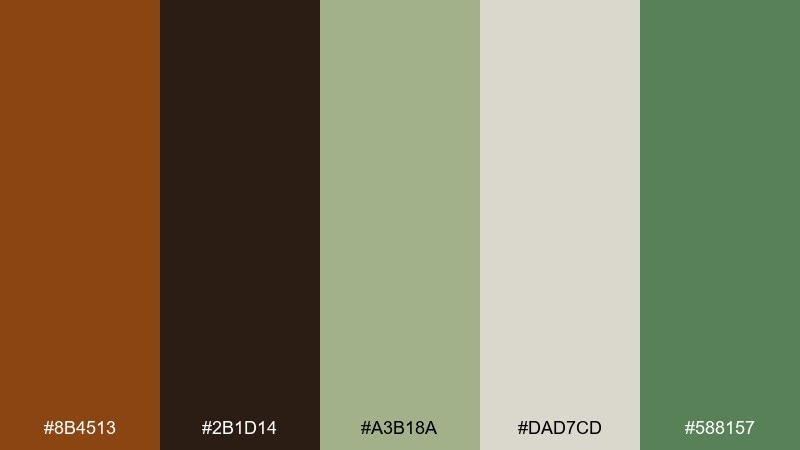 espresso sage balance saddle brown color palette with hex codes