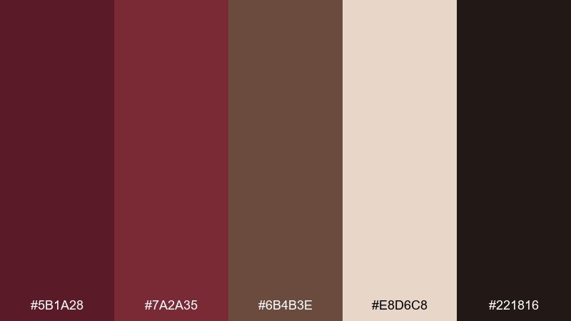 espresso truffle wine burgundy color palette with hex codes