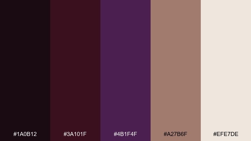espresso velvet eggplant color palette with hex codes