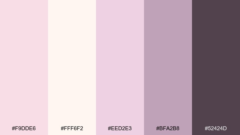 ethereal ballet champagne pink color palette with hex codes