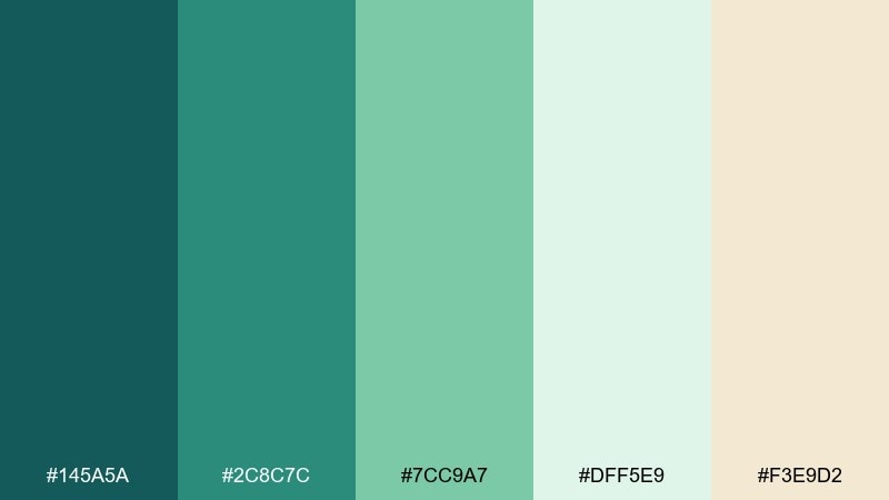 eucalyptus breeze blue green teal color palette with hex codes