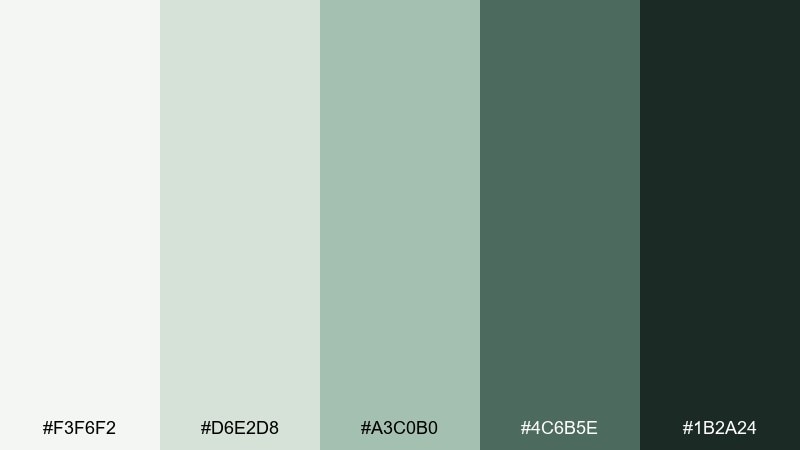 eucalyptus cream color palette with hex codes