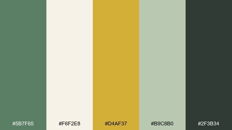 eucalyptus ivory gold wedding color palette with hex codes