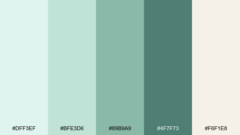 eucalyptus mist spa color palette with hex codes