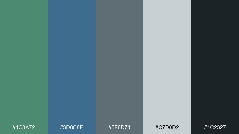 eucalyptus steel green blue gray color palette with hex codes